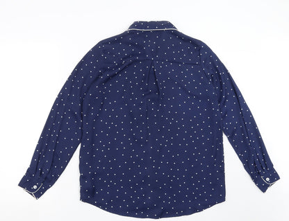 CAMEO ROSE Womens Blue Polka Dot  Basic Blouse Size 12