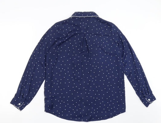 CAMEO ROSE Womens Blue Polka Dot  Basic Blouse Size 12
