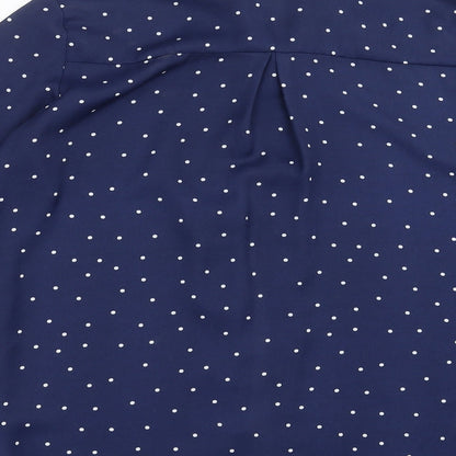 CAMEO ROSE Womens Blue Polka Dot  Basic Blouse Size 12
