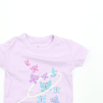 Gap Girls Purple   Basic T-Shirt Size 2 Years  - butterflies