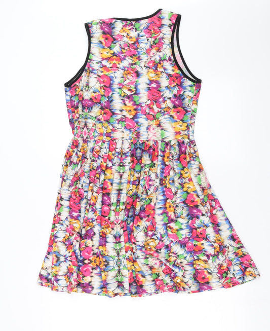 Topshop Womens Multicoloured Floral  Fit & Flare  Size 10