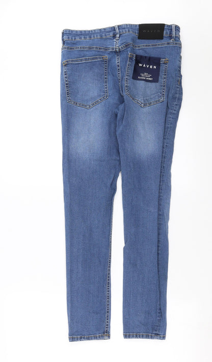Womens UK Size 14 Waven Extra-Slim Fit Skinny Blue Jeans