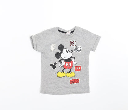 Disney Baby Grey   Basic T-Shirt Size 12-18 Months  - mickey mouse