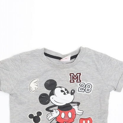 Disney Baby Grey   Basic T-Shirt Size 12-18 Months  - mickey mouse