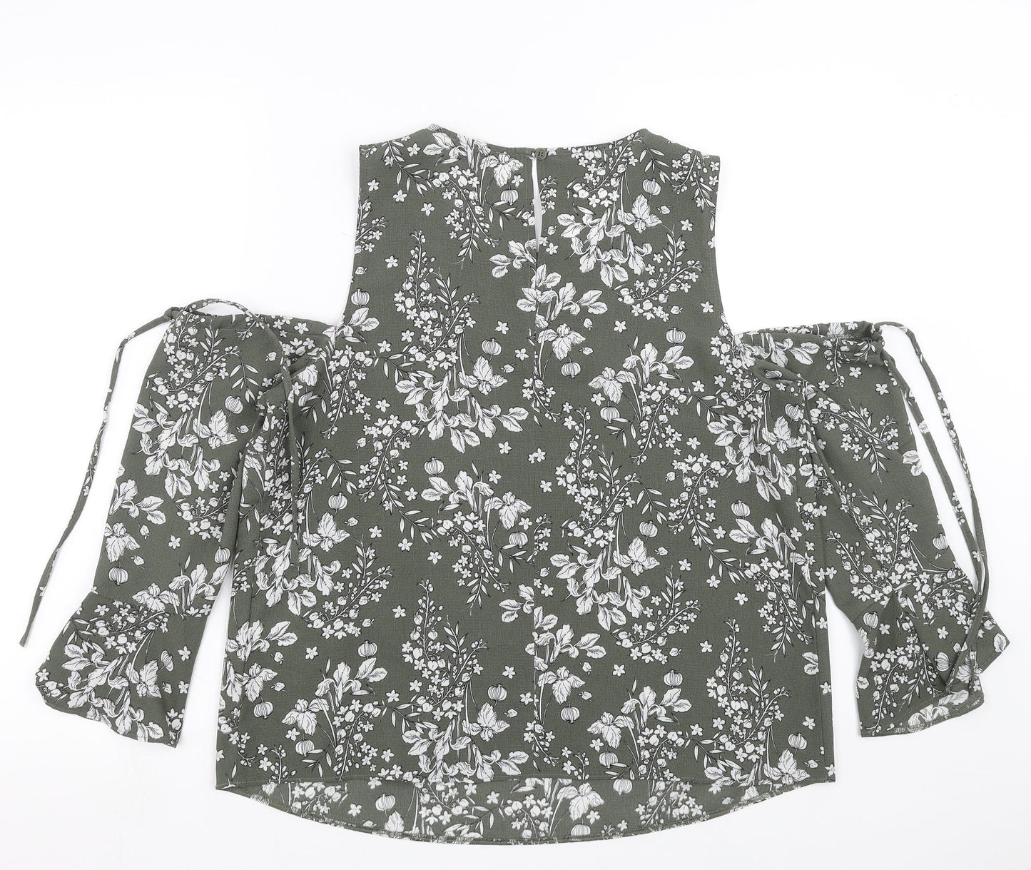Papaya Womens Green Floral  Basic Blouse Size 12  - cold Shoulder