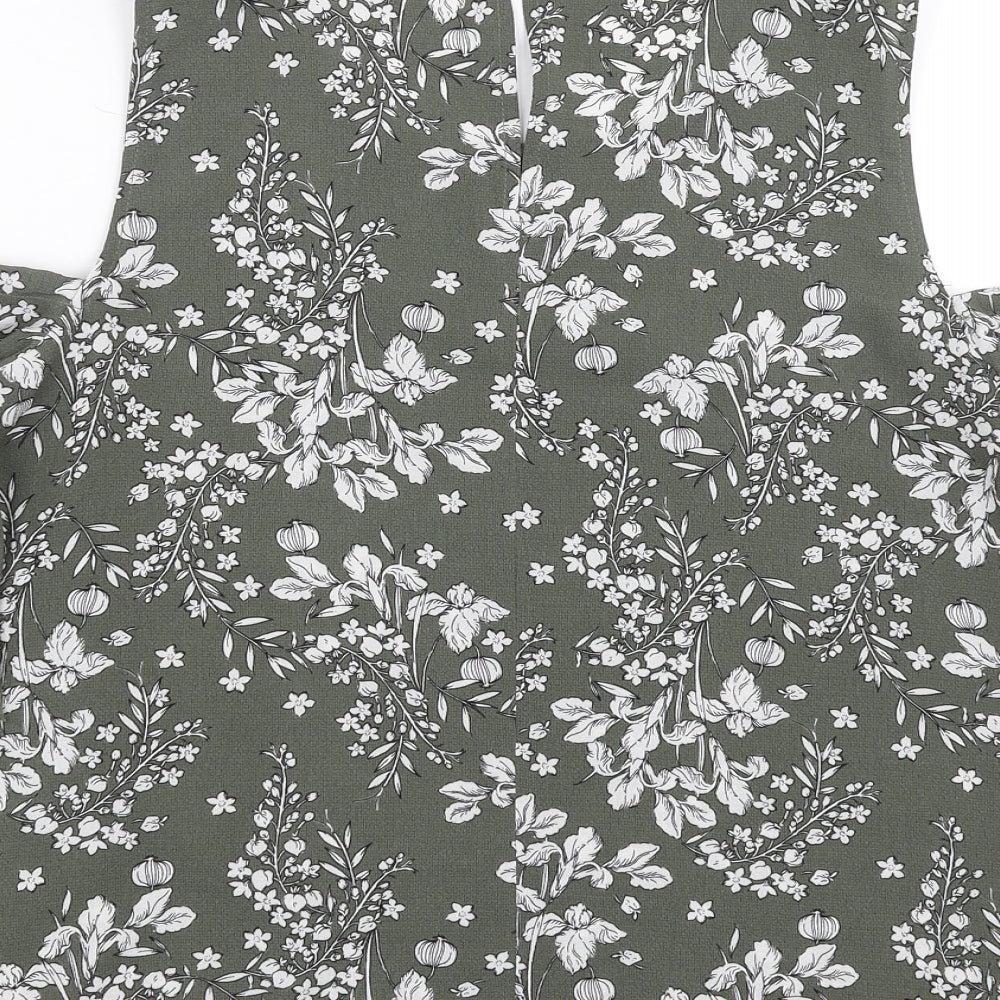 Papaya Womens Green Floral  Basic Blouse Size 12  - cold Shoulder