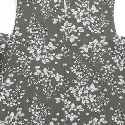 Papaya Womens Green Floral  Basic Blouse Size 12  - cold Shoulder