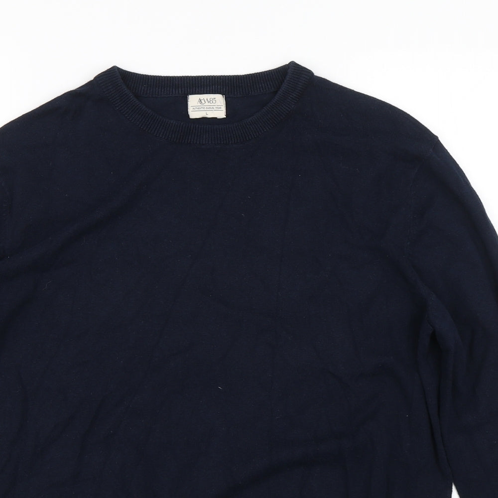 Close-up detail of ACW men’s blue jumper, size L