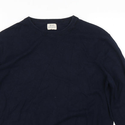 Close-up detail of ACW men’s blue jumper, size L