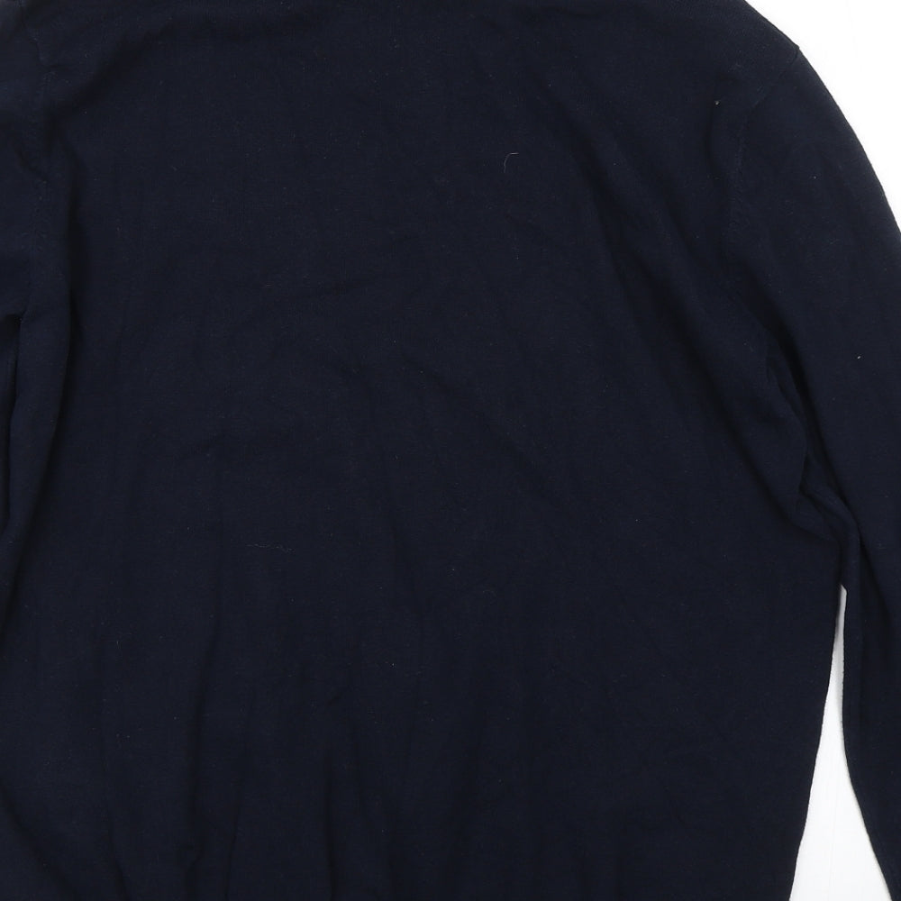 Brand and care label for ACW men’s blue jumper, size L