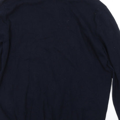 Brand and care label for ACW men’s blue jumper, size L