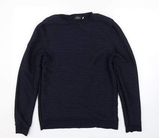 Topman Mens Blue Striped  Pullover Jumper Size S