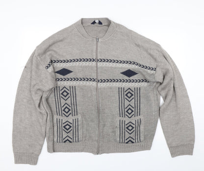 Premier man Mens Brown Argyle/Diamond  Full Zip Jumper Size XL