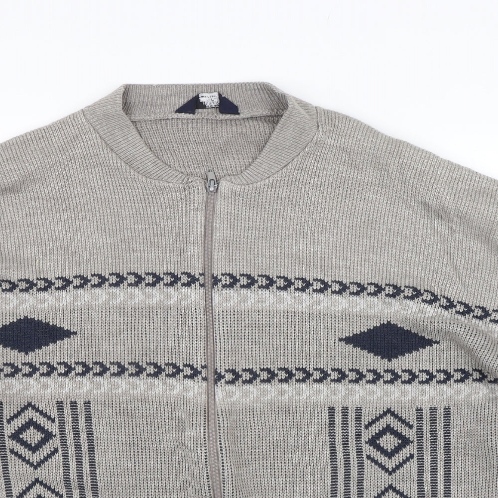 Premier man Mens Brown Argyle/Diamond  Full Zip Jumper Size XL