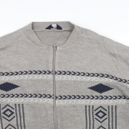 Premier man Mens Brown Argyle/Diamond  Full Zip Jumper Size XL