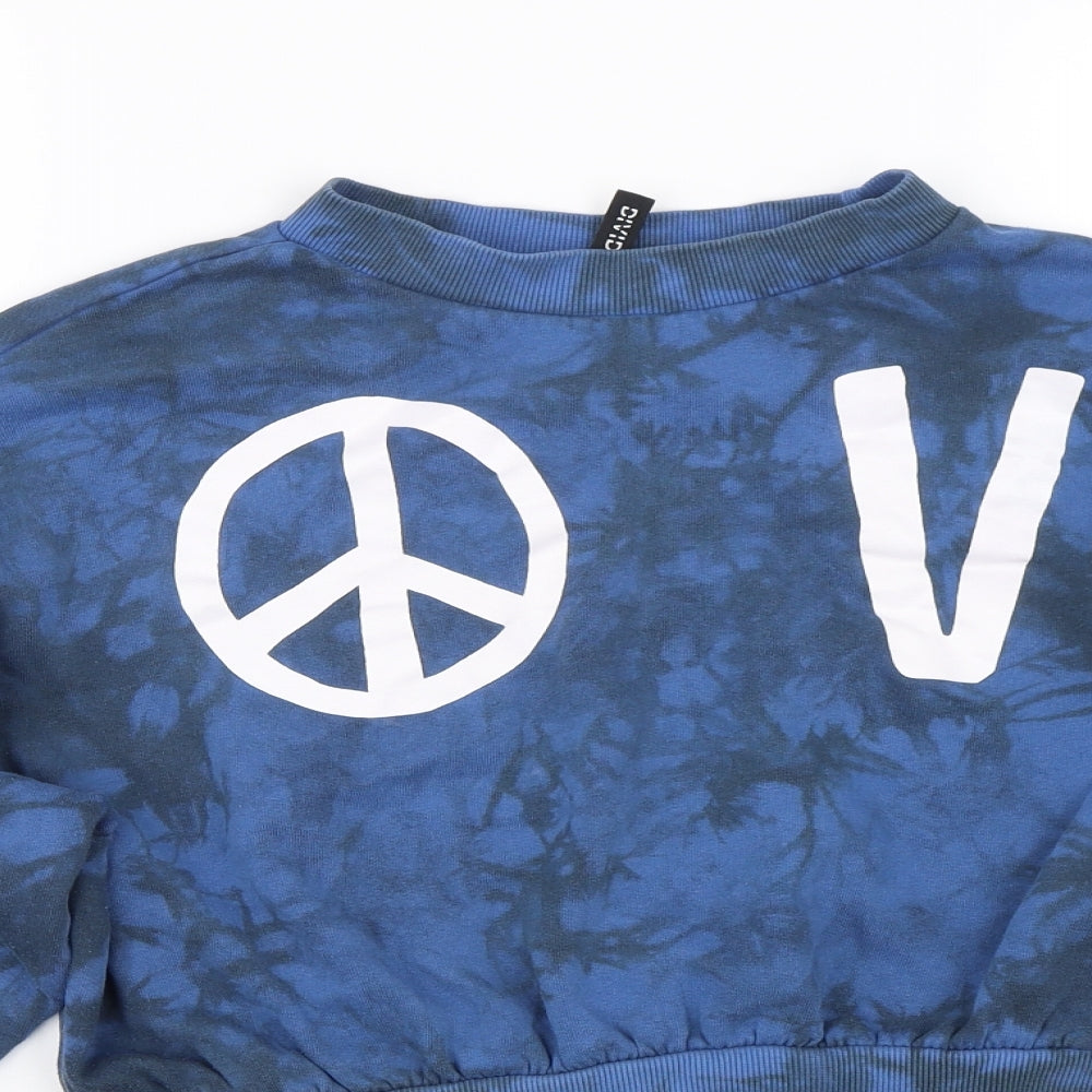H&M Womens Blue   Pullover Sweatshirt Size XS  - Tie Dye