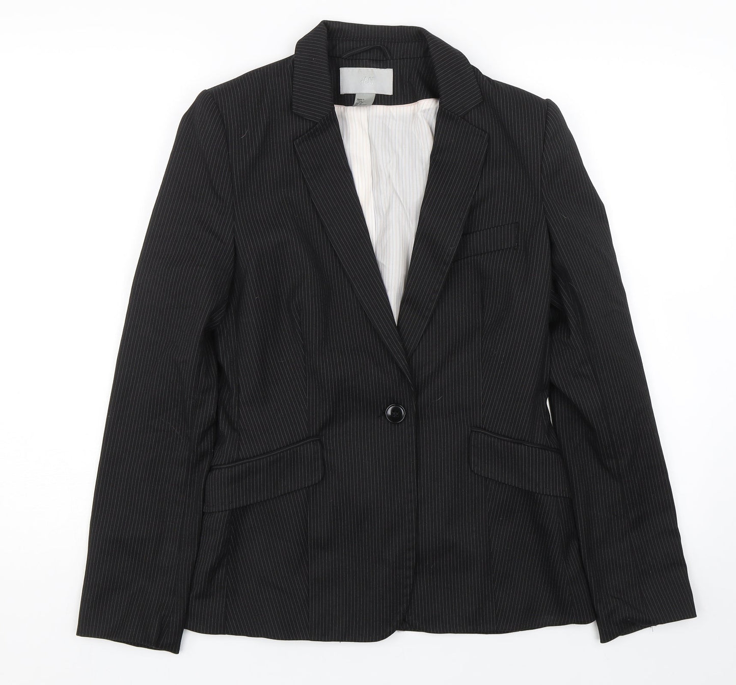 H&M Womens Black Striped  Jacket Suit Size 6