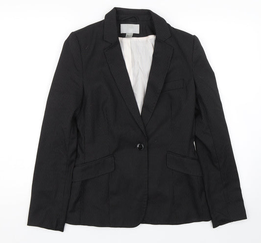 H&M Womens Black Striped  Jacket Suit Size 6