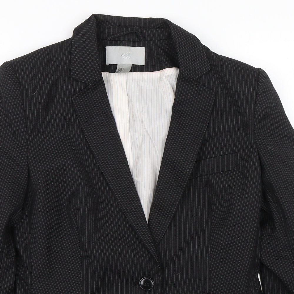H&M Womens Black Striped  Jacket Suit Size 6