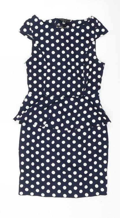 AX Paris Womens Blue Polka Dot  T-Shirt Dress  Size 8