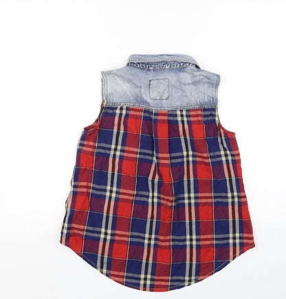 Denim & co Womens Red Check  Basic Tank Size 6