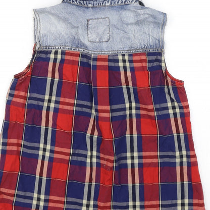Denim & co Womens Red Check  Basic Tank Size 6