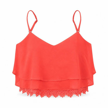 Glamorous Womens Red   Cropped T-Shirt Size S