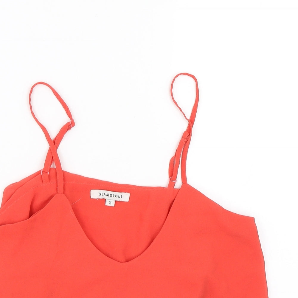 Womens UK Size S Glamourous Red Cropped T-Shirt