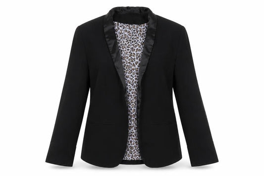 Front view of Evie women’s black jacket blazer, size UK 14