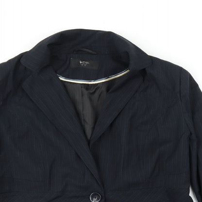 BHS Womens Blue Striped  Jacket Blazer Size 16