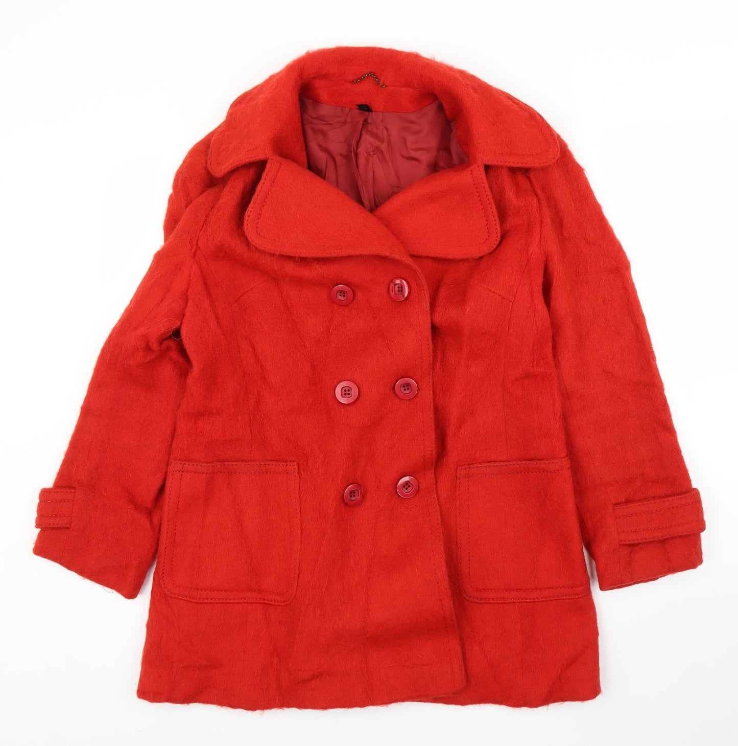 Womens UK Size 16 Preworn Red Pea Coat