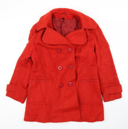 Womens UK Size 16 Preworn Red Pea Coat