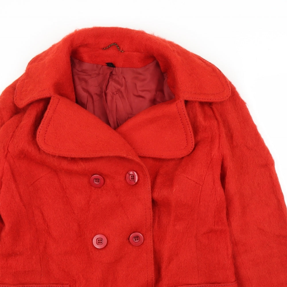 Womens UK Size 16 Preworn Red Pea Coat