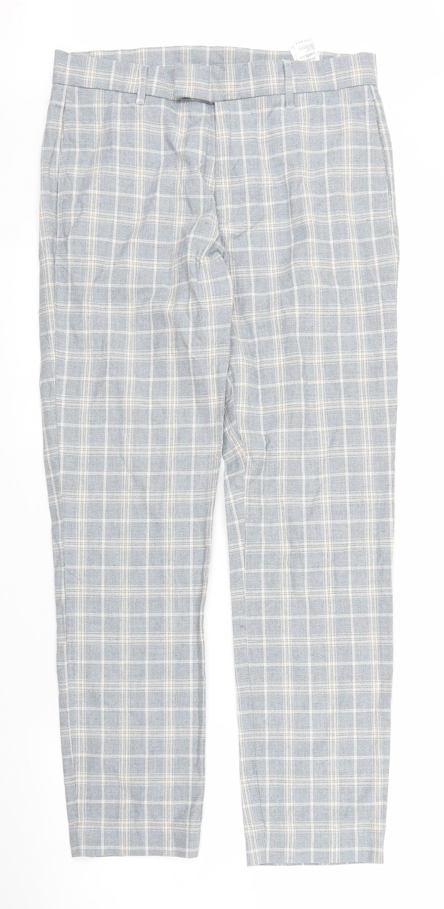 Mens UK Size 28 in Topman Regular Fit Capri Blue Trousers