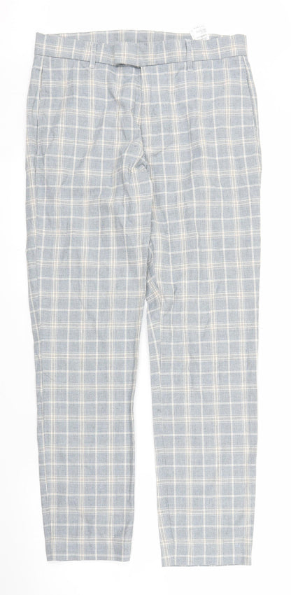 Mens UK Size 28 in Topman Regular Fit Capri Blue Trousers
