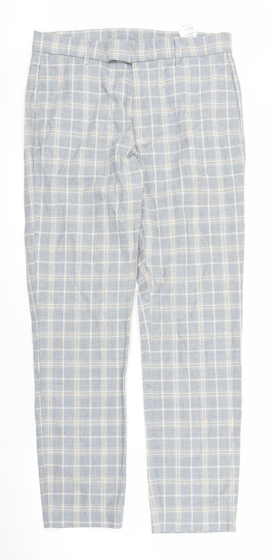 Mens UK Size 28 in Topman Regular Fit Capri Blue Trousers