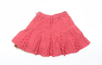 Monsoon Girls Pink Floral Corduroy A-Line Skirt Size 3-4 Years