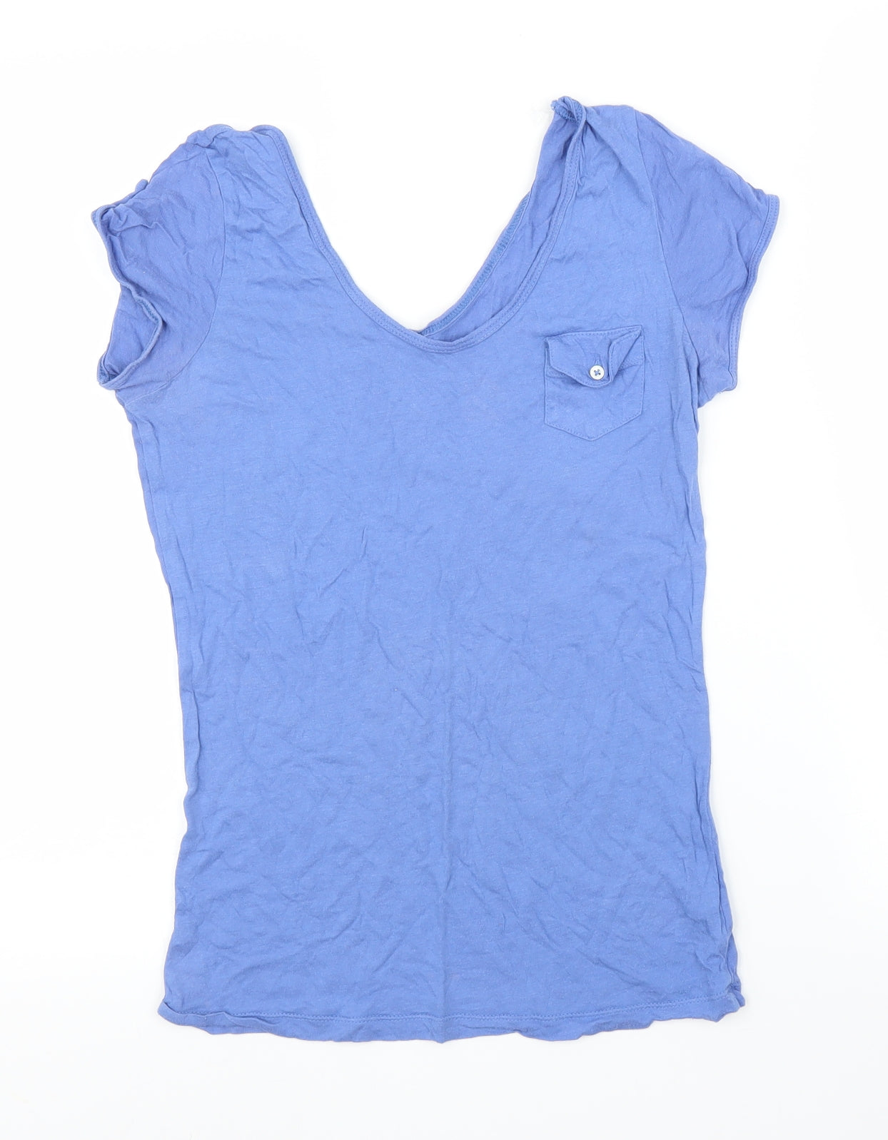 Womens UK Size S Preworn Blue Basic T-Shirt