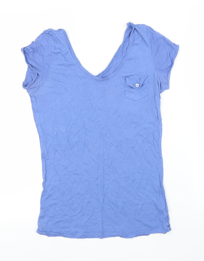 Womens UK Size S Preworn Blue Basic T-Shirt