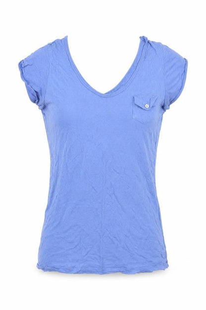 Womens UK Size S Preworn Blue Basic T-Shirt