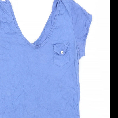 Womens UK Size S Preworn Blue Basic T-Shirt