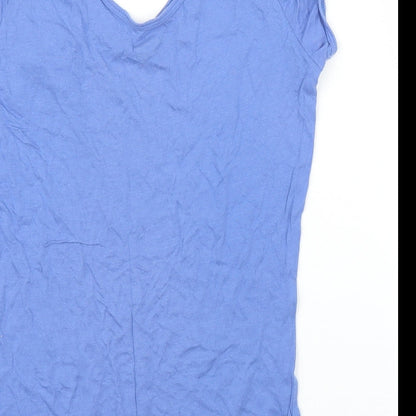 Womens UK Size S Preworn Blue Basic T-Shirt