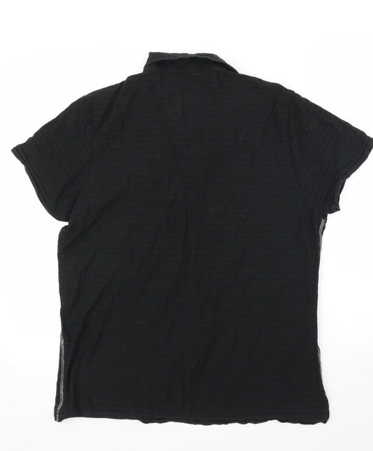 Preworn Mens Black Striped   Polo Size L