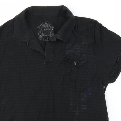 Preworn Mens Black Striped   Polo Size L