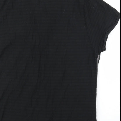 Preworn Mens Black Striped   Polo Size L