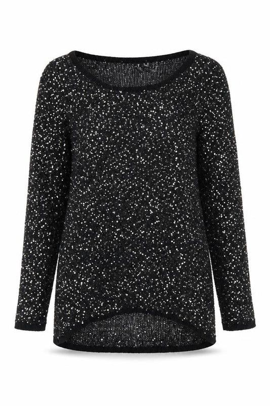 Front view of Izabel women’s black jumper, size UK 10