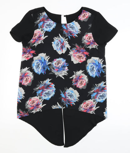 Select Womens Black Floral  Basic Blouse Size 10