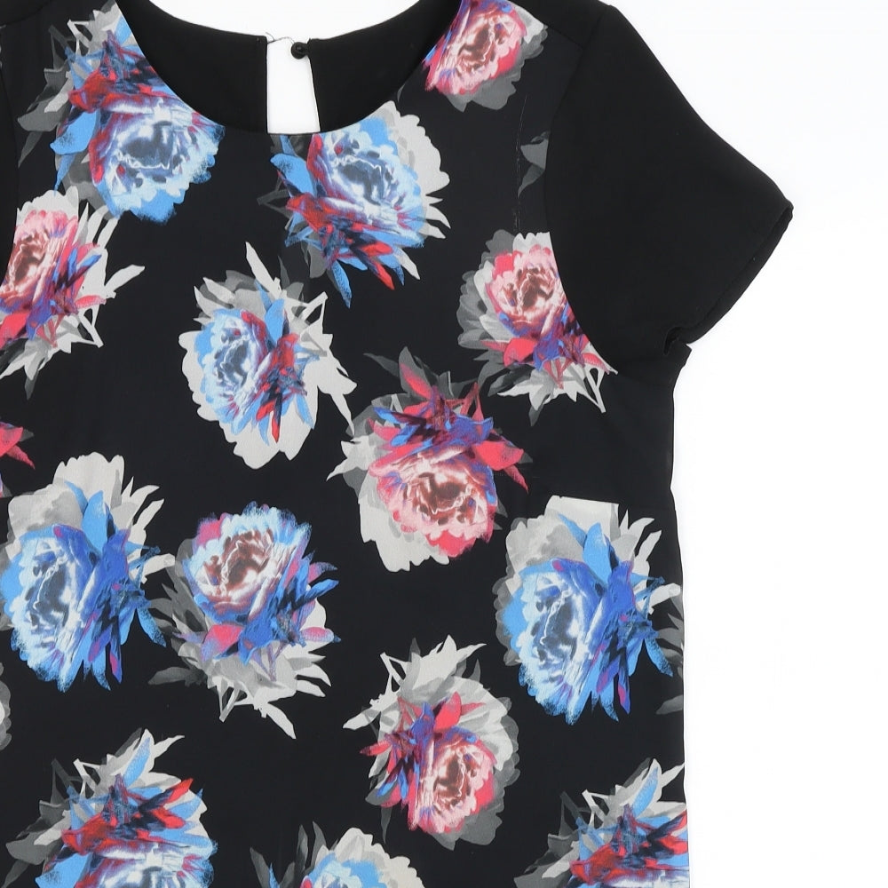 Select Womens Black Floral  Basic Blouse Size 10