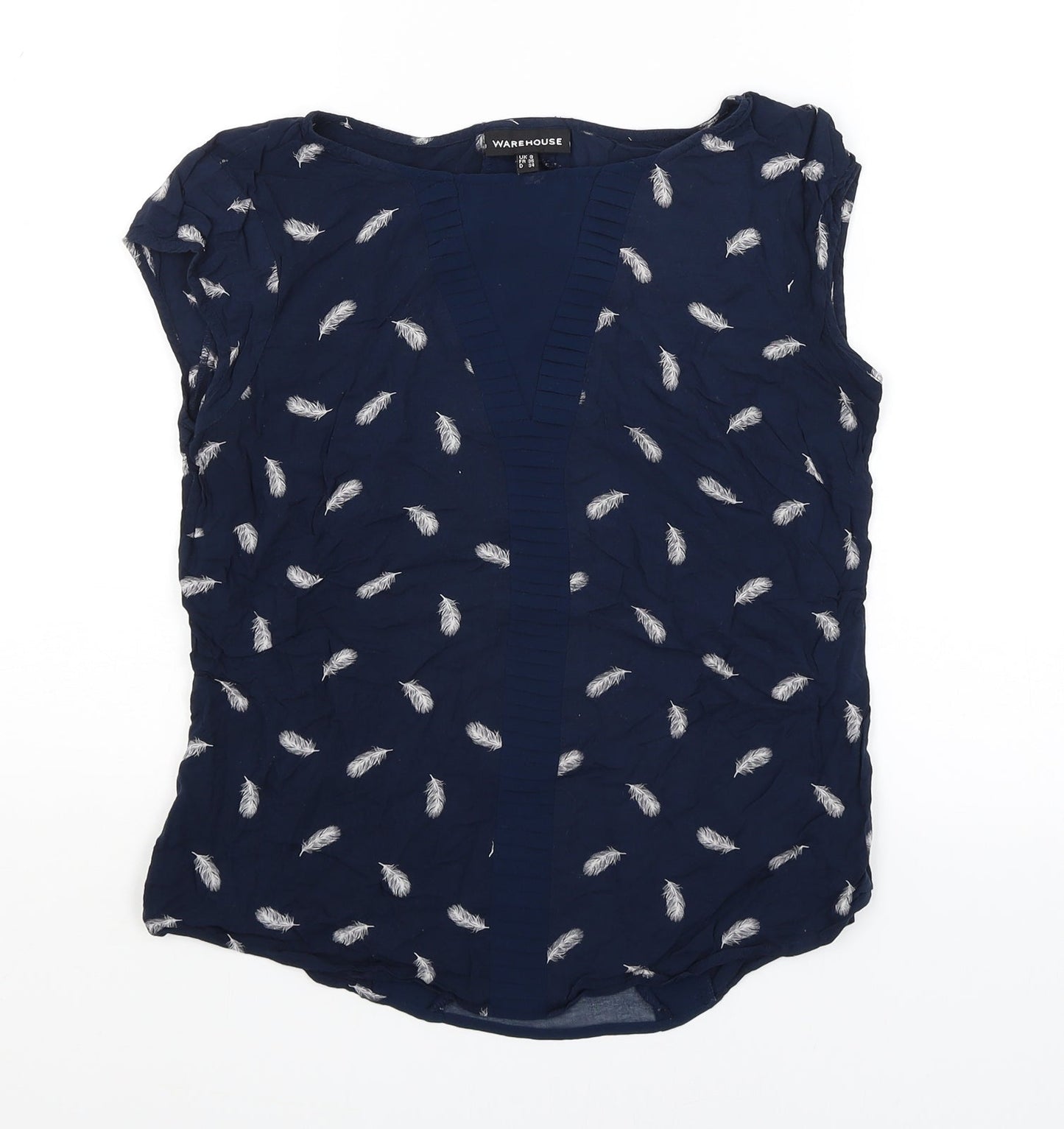 Womens UK Size 8 Warehouse Blue Basic T-Shirt