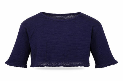 Front view of New Look girls’ blue cropped t-shirt, size 12-13, years